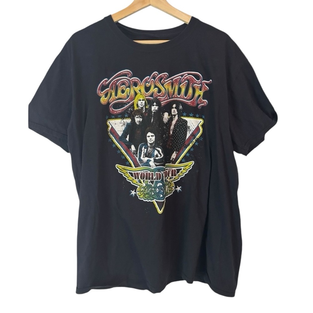 Aerosmith World Tour Graphic T-Shirt Men’s‎ XL Black Short Sleeve Vintage Rock